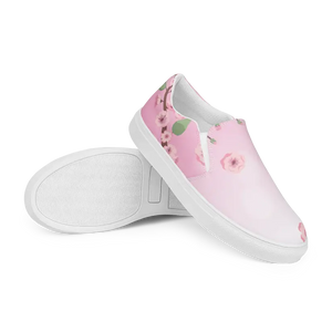 Cherry Blossoms Slip on Shoes - Pink Florals Canvas - Dipaliz - Sneakers
