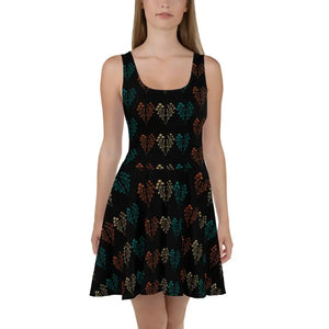 Black Skater Dress Floral Pattern Showstopper - Dipaliz - Xs - Dresses
