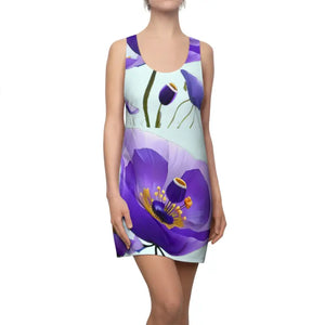 Purple Poppy Racerback Dress - Floral Statement Style - Dipaliz - Xs - Dresses