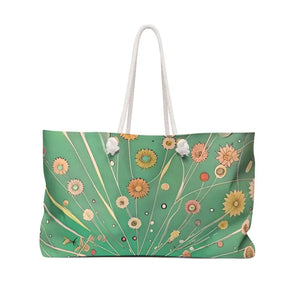 Floral Weekender Bag - Vibrant Green Polyester Travel Tote - Dipaliz - 24’’ × 13’’ - Bags