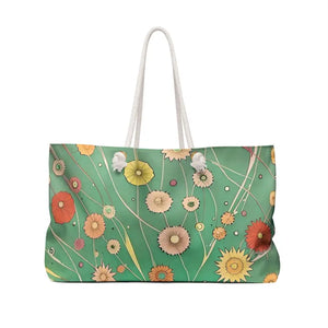 Floral Weekender Bag - Vibrant Green Polyester Travel Tote - Dipaliz - 24’’ × 13’’ - Bags