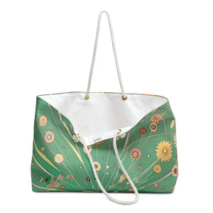 Floral Weekender Bag - Vibrant Green Polyester Travel Tote - Dipaliz - 24’’ × 13’’ - Bags