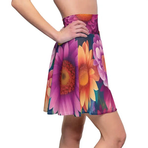 Women’s Skater Dress - Large Vibrant Flowers Pattern - Dipaliz - Skirts