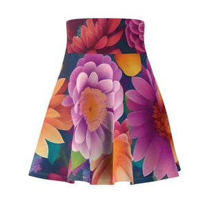 Women’s Skater Dress - Large Vibrant Flowers Pattern - Dipaliz - Skirts