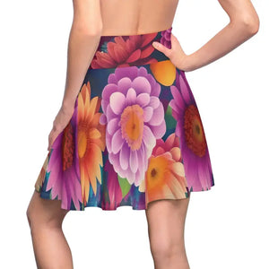 Women’s Skater Dress - Large Vibrant Flowers Pattern - Dipaliz - Skirts