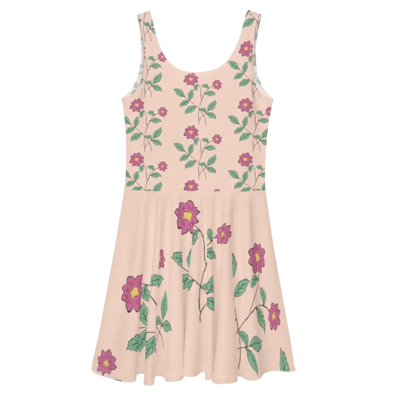 Flare and Flaunt in Pink Floral Skater Dress! - Dress