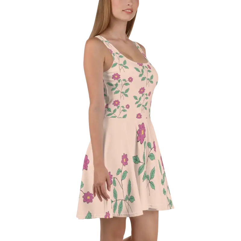 Flare and Flaunt in Pink Floral Skater Dress! - Dress