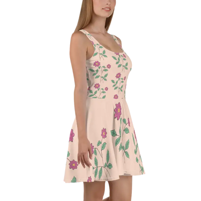 Flare and Flaunt in Pink Floral Skater Dress! - Dress