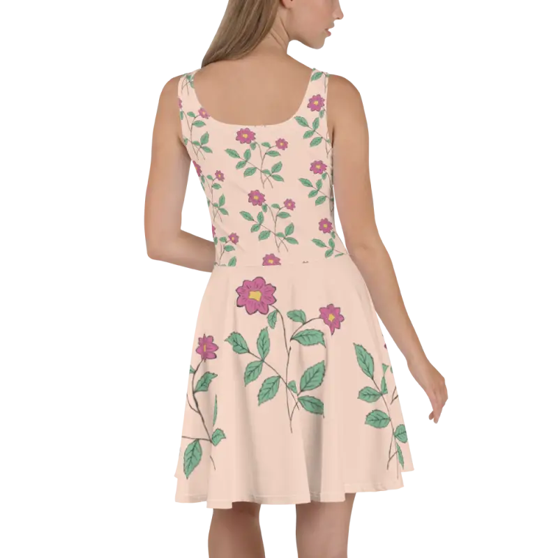 Flare and Flaunt in Pink Floral Skater Dress! - Dress