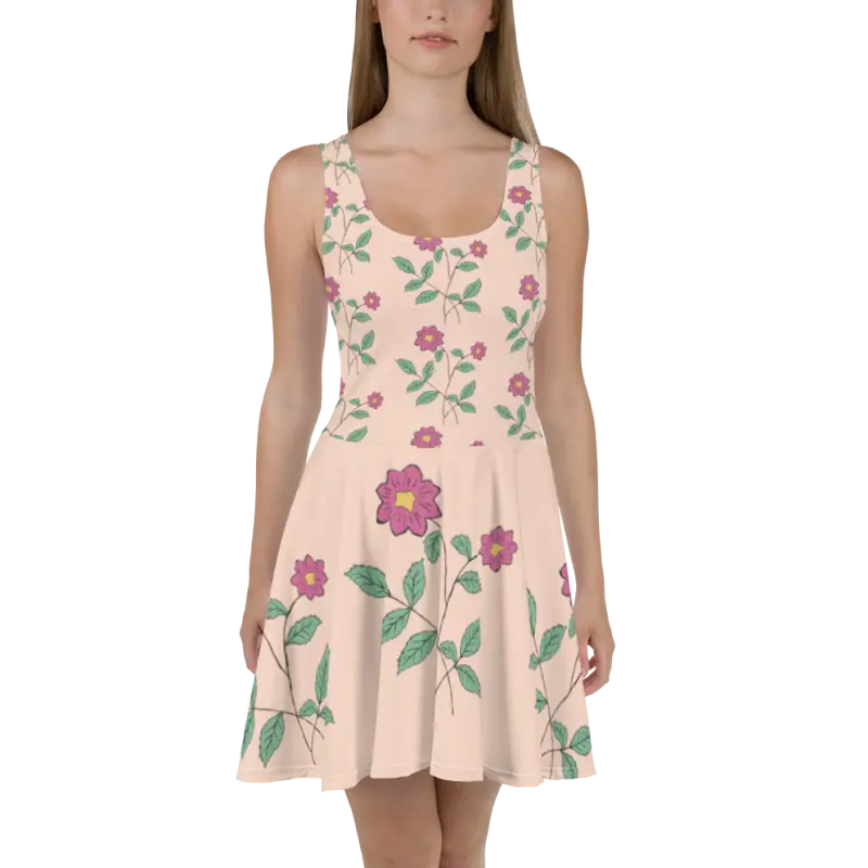 Flare and Flaunt in Pink Floral Skater Dress! - Xs Dress