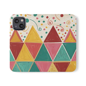 Premium Faux Vegan Leather Flip Case Bright Triangular Pattern - Dipaliz - Mobile Phone Cases