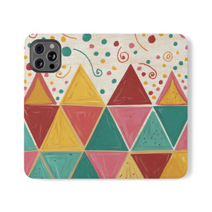 Premium Faux Vegan Leather Flip Case Bright Triangular Pattern - Dipaliz - Mobile Phone Cases