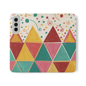 Premium Faux Vegan Leather Flip Case Bright Triangular Pattern - Dipaliz - Mobile Phone Cases