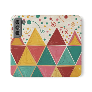 Premium Faux Vegan Leather Flip Case Bright Triangular Pattern - Dipaliz - Mobile Phone Cases
