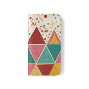 Premium Faux Vegan Leather Flip Case Bright Triangular Pattern - Dipaliz - Mobile Phone Cases
