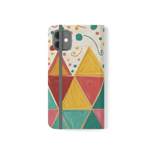 Premium Faux Vegan Leather Flip Case Bright Triangular Pattern - Dipaliz - Iphone 11 - Mobile Phone Cases