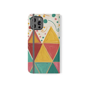 Premium Faux Vegan Leather Flip Case Bright Triangular Pattern - Dipaliz - Iphone 12 Pro Max - Mobile Phone Cases