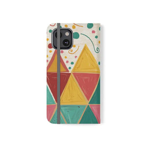 Premium Faux Vegan Leather Flip Case Bright Triangular Pattern - Dipaliz - Iphone 13 - Mobile Phone Cases
