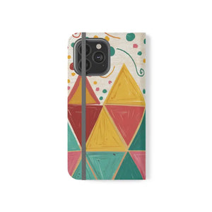 Premium Faux Vegan Leather Flip Case Bright Triangular Pattern - Dipaliz - Iphone 13 Pro Max - Mobile Phone Cases