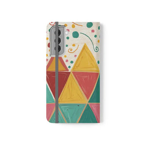 Premium Faux Vegan Leather Flip Case Bright Triangular Pattern - Dipaliz - Samsung Galaxy S21 - Mobile Phone Cases