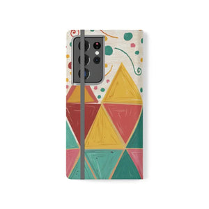 Premium Faux Vegan Leather Flip Case Bright Triangular Pattern - Dipaliz - Samsung Galaxy S21 Ultra - Mobile Phone Cases