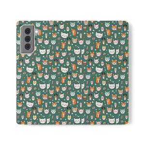 Samsung Galaxy S22 Flip Cases Cat Pattern Faux Leather - Dipaliz - Mobile Phone