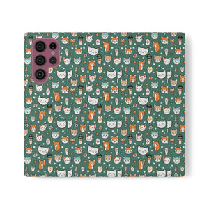 Samsung Galaxy S22 Flip Cases Cat Pattern Faux Leather - Dipaliz - Mobile Phone