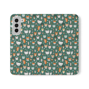 Samsung Galaxy S22 Flip Cases Cat Pattern Faux Leather - Dipaliz - Mobile Phone