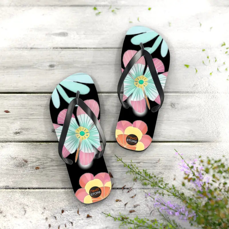 Blissful Unisex Flip Flops with Large Beautiful Flowers! - Shoes