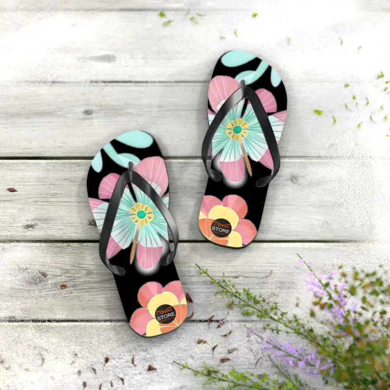 Blissful Unisex Flip Flops with Large Beautiful Flowers! - Shoes