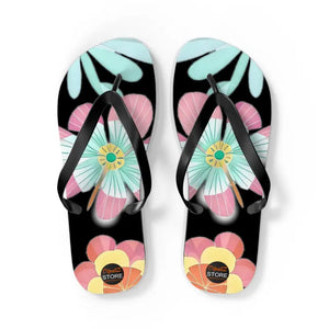Unisex Flip Flops Large Beautiful Flowers Tropical Style Dipaliz - l / Black Sole - Slippers