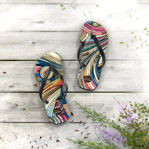 Summer Vibes Cushioned Footbed Vibrant Stripes Flip Flops - Dipaliz - s / Black Sole - Slippers