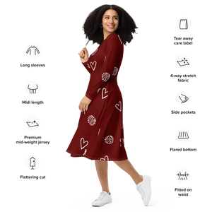 Long Sleeve Midi Dress - Flirty Elegant Style - Dipaliz - Dresses