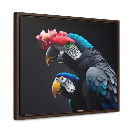 Parrot Birds Canvas: Vibrant Paint Accents in Horizontal Frame - Canvas