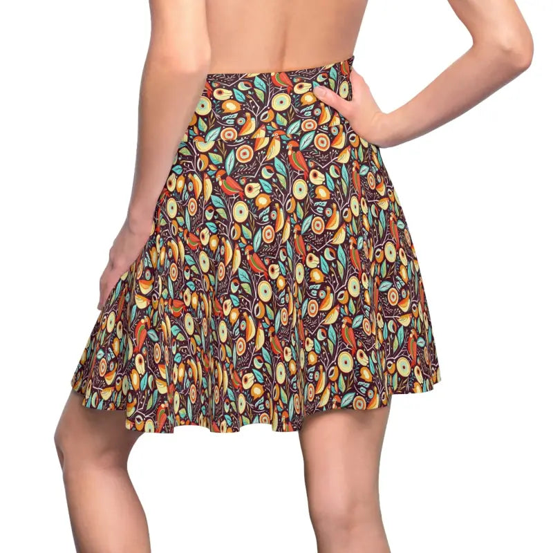 Chic Birds Skater Skirt Elevate your Wardrobe - All Over Prints