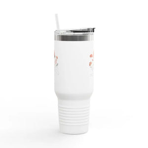 Floral 40oz Insulated Travel Mug with Ergonomic Handle - Dipaliz - White - Tumblers