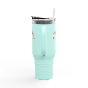 Floral 40oz Insulated Travel Mug with Ergonomic Handle - Dipaliz - Tumblers