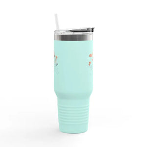 Floral 40oz Insulated Travel Mug with Ergonomic Handle - Dipaliz - Tumblers