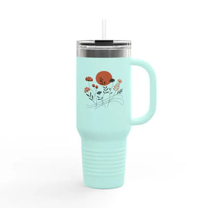 Floral 40oz Insulated Travel Mug with Ergonomic Handle - Dipaliz - Tumblers