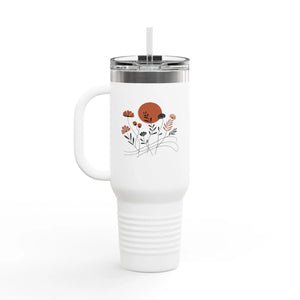 Floral 40oz Insulated Travel Mug - Ergonomic Handle - Dipaliz - Tumblers