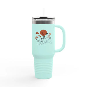 Floral 40oz Insulated Travel Mug - Ergonomic Handle - Dipaliz - Tumblers