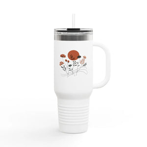 Floral 40oz Insulated Travel Mug - Ergonomic Handle - Dipaliz - Tumblers