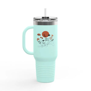 Floral 40oz Insulated Travel Mug - Ergonomic Handle - Dipaliz - Tumblers