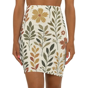Vibrant Floral Midi Pencil Skirt - Spring Abstract - Dipaliz - Skirts - Xs