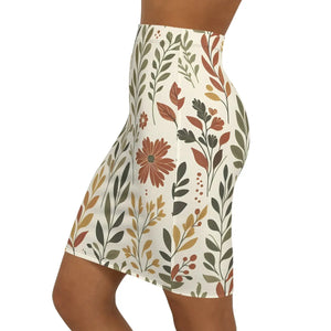 Vibrant Floral Midi Pencil Skirt - Spring Abstract - Dipaliz - Skirts - Xs