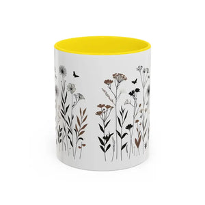 Elegant Floral Accent Coffee Mug for Garden Lovers - Dipaliz - 11oz / Yellow - Mugs