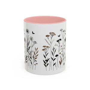 Elegant Floral Accent Coffee Mug - Ceramic Garden Gift - Dipaliz - Mugs