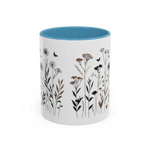 Elegant Floral Accent Coffee Mug - Ceramic Garden Gift - Dipaliz - Mugs