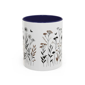 Elegant Floral Accent Coffee Mug - Ceramic Garden Gift - Dipaliz - Mugs