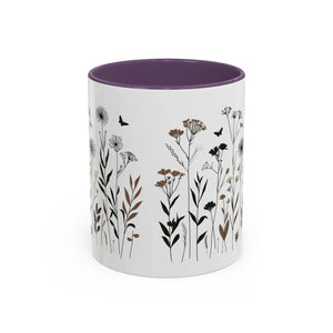 Elegant Floral Accent Coffee Mug - Ceramic Garden Gift - Dipaliz - Mugs